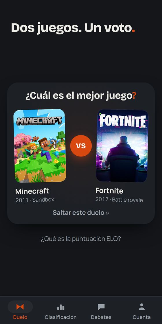 La pantalla de duelo de la aplicación GameForever en Android