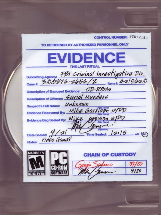 Jaquette de Evidence: The Last Ritual